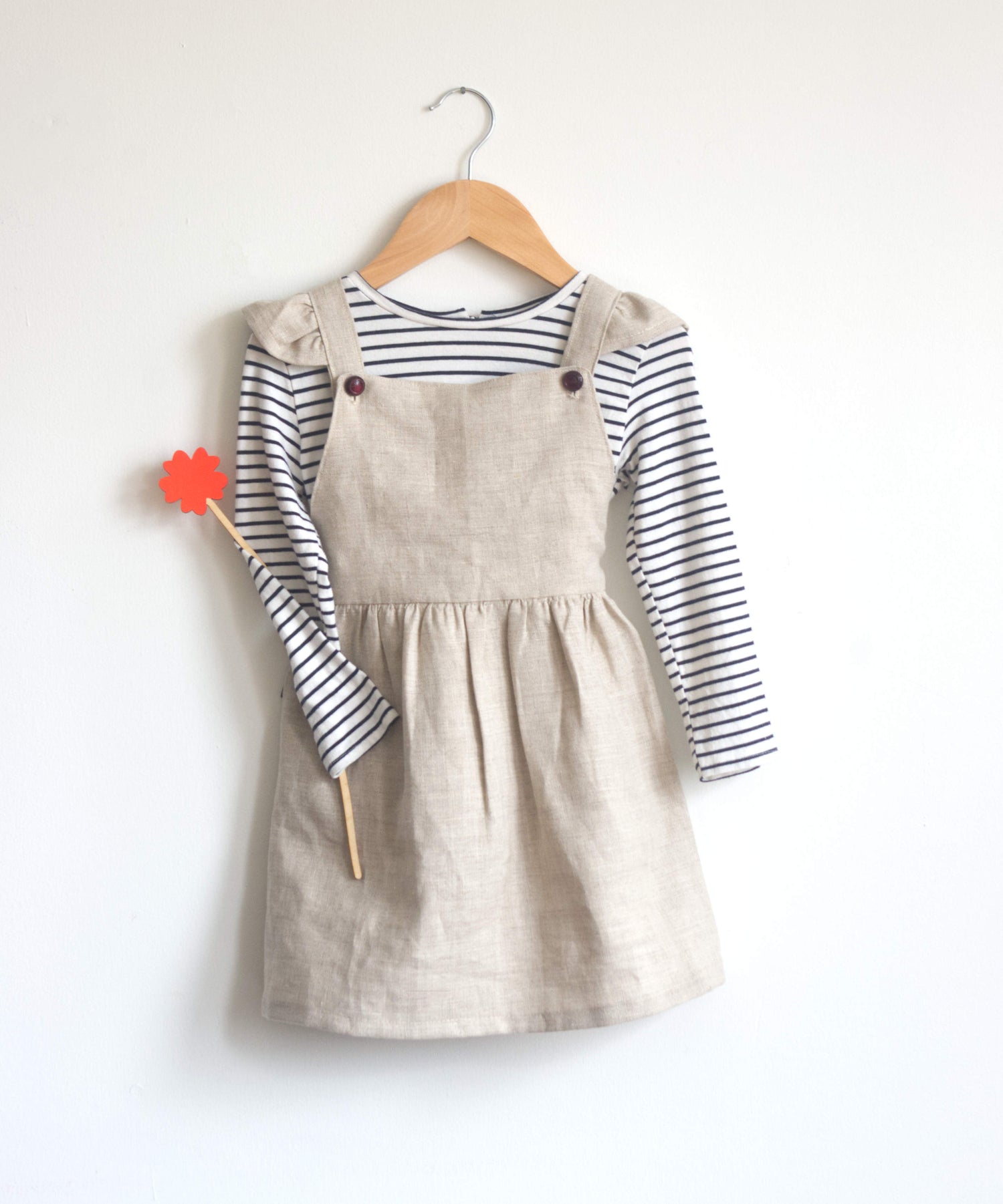 girls linen pinafore dress sewing pattern