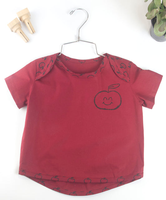 kids red shirt with apple