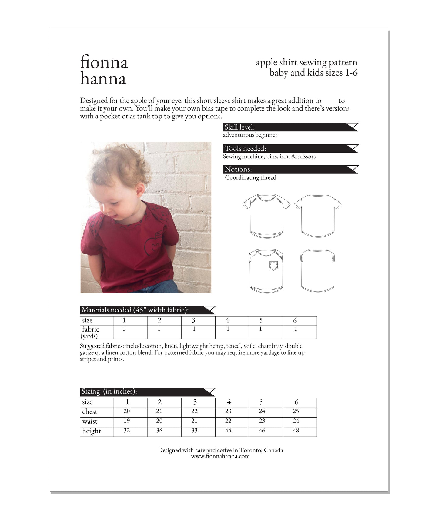Apple Shirt Children's Sewing Pattern