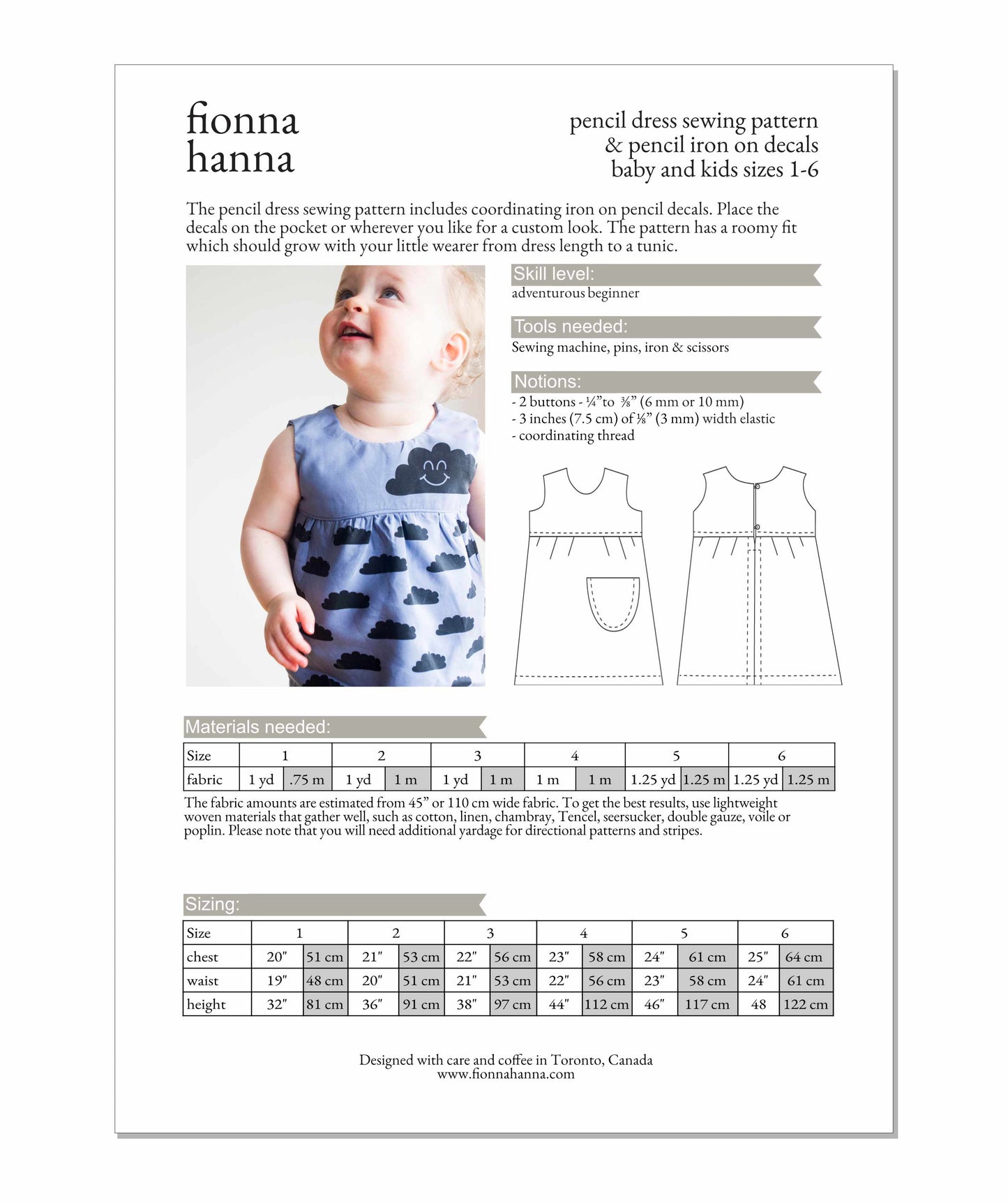 Pencil Dress & Iron on Decals Sewing Pattern Set