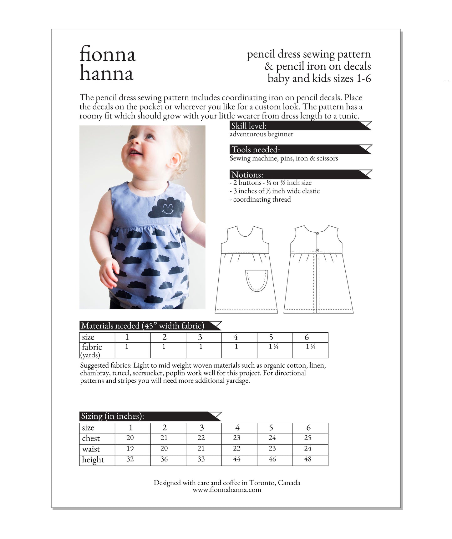 Pencil Dress & Iron on Decals Sewing Pattern Set