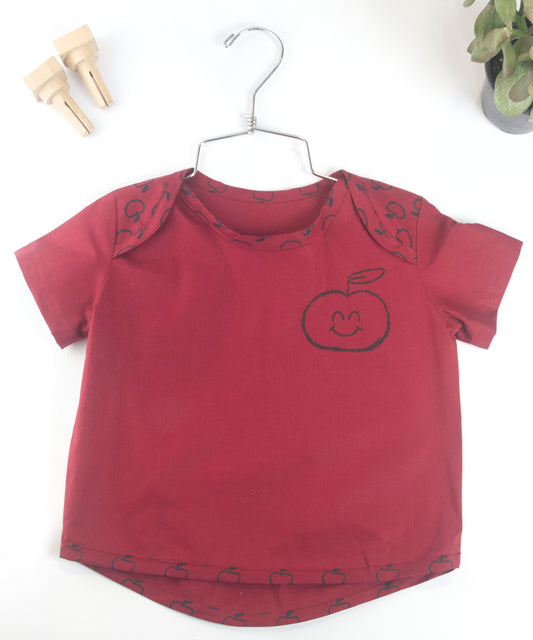 kids red shirt with apple 
