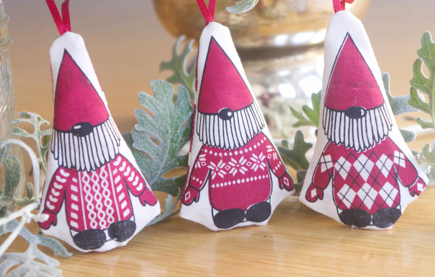 Cut and Sew Gnome Ornaments